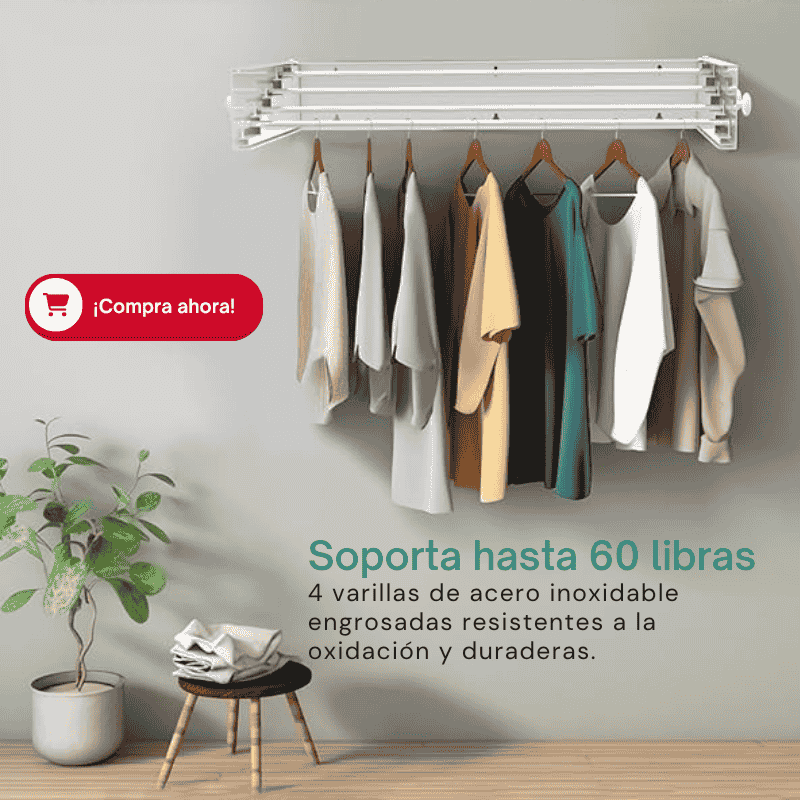 🧺 ¡Tu espacio más ordenado! - Tendedero Plegable de Hierro (100 cm x 10 cm x 50 cm)