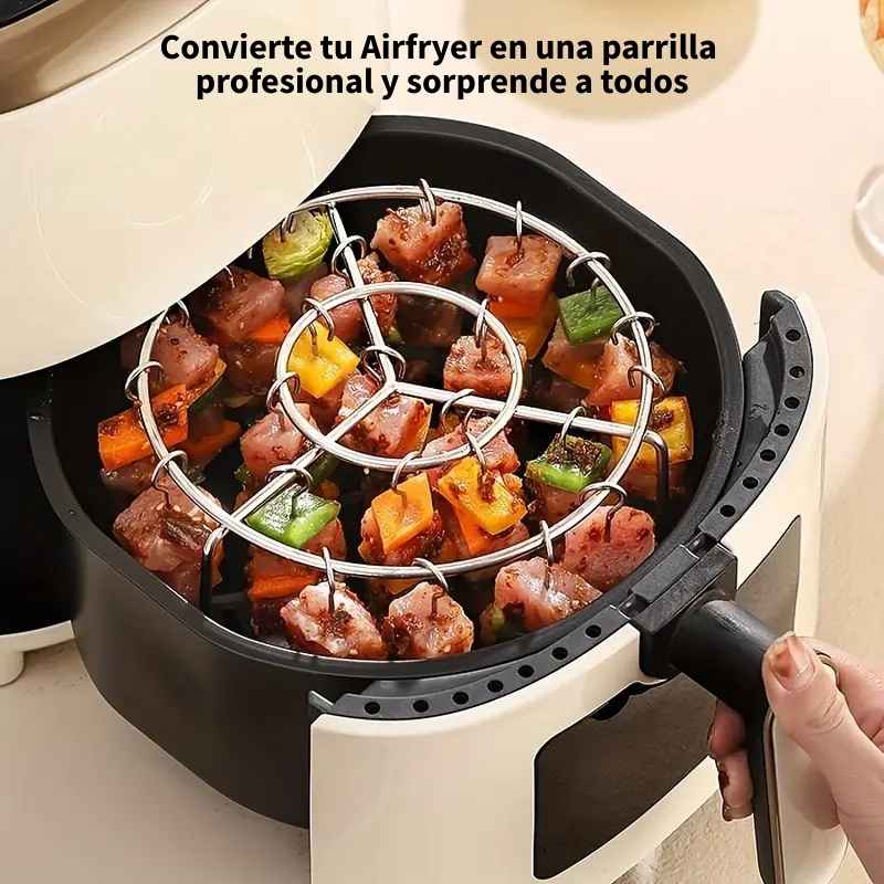 🍢 Parrilla Redonda para Brochetas en Airfryer 🔥