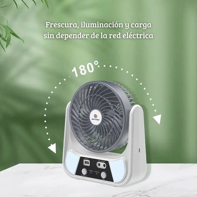 🌞 Ventilador Solar Premium Recargable – Aire, luz y energía donde lo necesites 🔋
