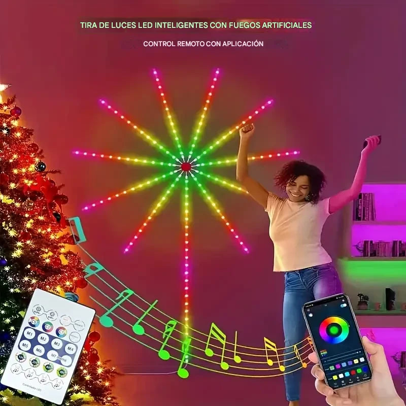 🎅Luces De Navidad 🎄Fuegos Artificiales💃Sincronizan al Ritmo De La Música🎶