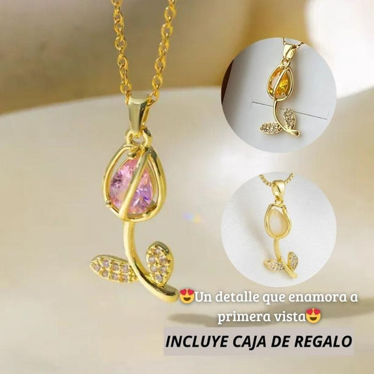 🎁 Collar Flor Tulipán + Caja de Regalo 🌷