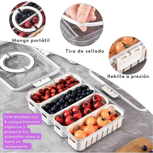 🥇 TrayÉlite™ – 🧺 Bandeja de Organización Premium (4 Divisiones) 🍇🍪🥗🍓