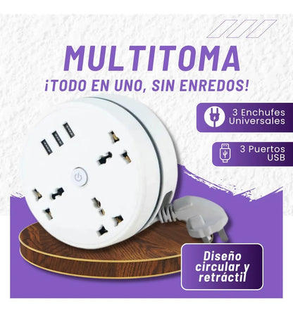 ⚡Multitoma Retráctil 3 en 1 – Energía, diseño y orden en un solo toque ✨ Lleva 2 por solo $64.950 c/u