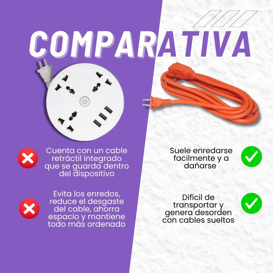 ⚡Multitoma Retráctil 3 en 1 – Energía, diseño y orden en un solo toque ✨ Lleva 2 por solo $64.950 c/u